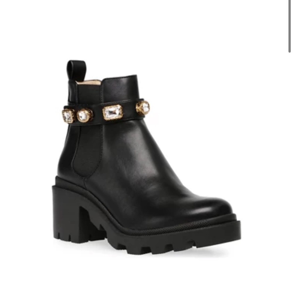 Steve Madden Amulet Jeweled Chunky Chelsea Booties Black Size 10